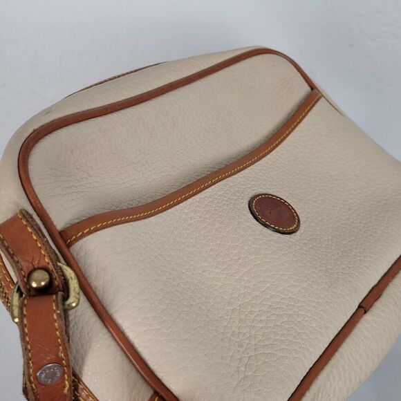 Dooney & Bourke Camera Zip Top Crossbody Bag Leather Cream Beige Brown - Picture 10 of 15